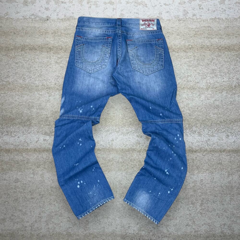 Vintage Y2K True Religion Jeans 34x34 Slim Fit Light Wash Skater Denim Moto